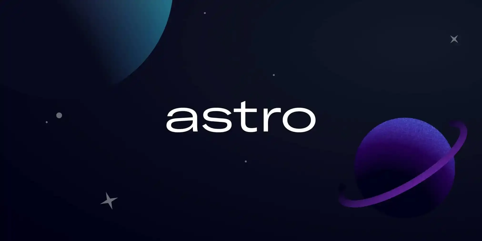 Astro logo with stars and planets in the background